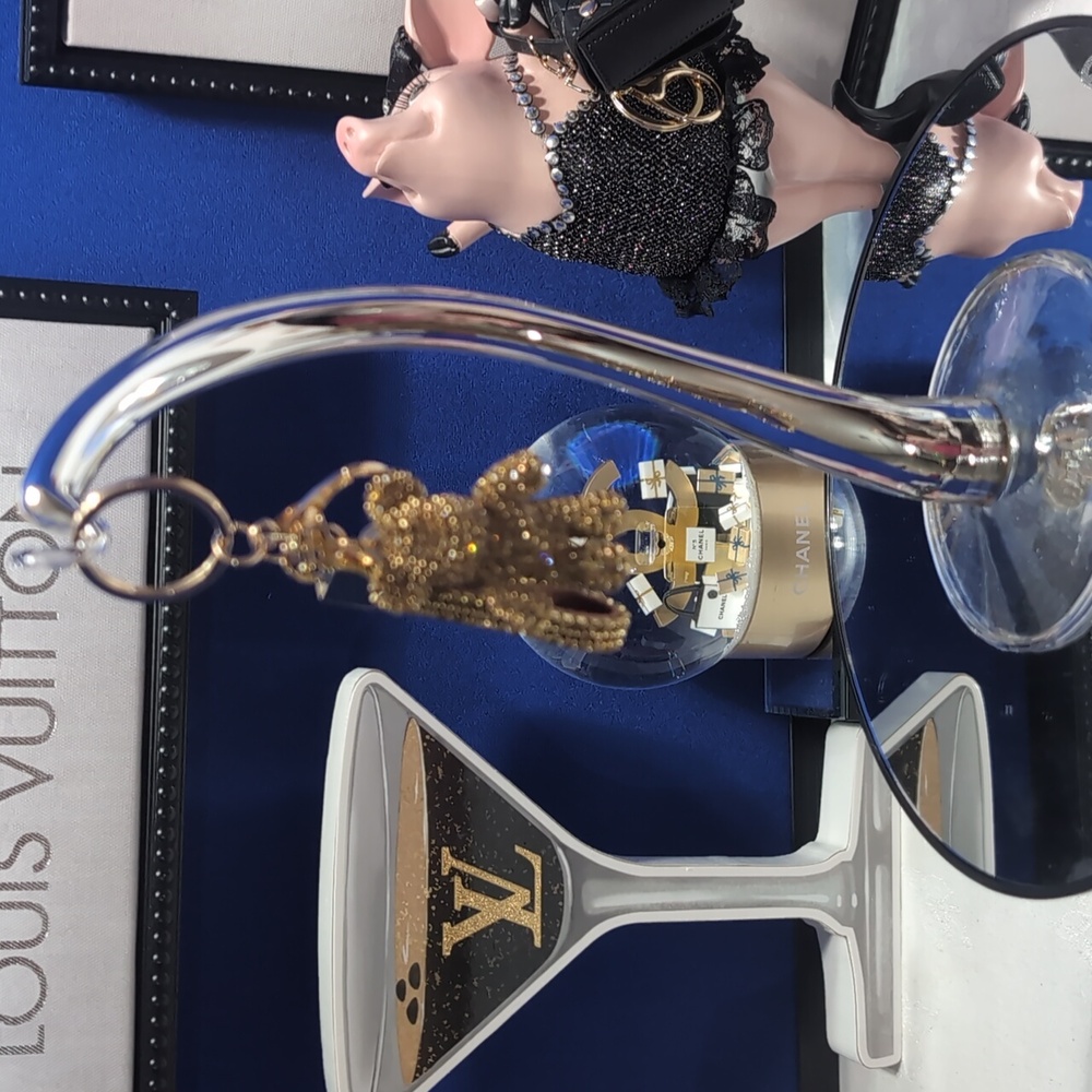 Sparkly Gold Glitter Bear Bag Charm / Keyring With Crystal Embellishments To🔥